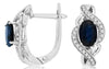 1.43CT DIAMOND & AAA SAPPHIRE 14KT WHITE GOLD 3D OVAL & ROUND LEVERBACK EARRINGS