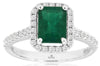 Estate 2.05Ct Diamond & AAA Emerald 14Kt White Gold 3D Classic Halo Engagement Ring