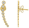ESTATE .34CT DIAMOND 14K YELLOW GOLD ROUND GRADUATING BEZEL EAR CLIMBER EARRINGS