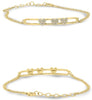 .14CT DIAMOND 14KT YELLOW GOLD ROUND PAVE TRIPLE HEART ADJUSTABLE LOVE BRACELET