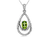 .62CT DIAMOND & AAA PERIDOT 14K WHITE GOLD OVAL & ROUND DOUBLE TEAR DROP PENDANT