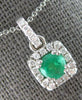 .87CT DIAMOND & AAA EMERALD 14KT WHITE GOLD ROUND SQUARE HALO FLOATING PENDANT