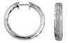 2.35CT DIAMOND 14K WHITE GOLD ROUND PAVE INSIDE OUT HOOP HUGGIE HANGING EARRINGS
