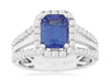 2.35CT DIAMOND & AAA TANZANITE 14KT WHITE GOLD 3D HALO OCTAGON ENGAGEMENT RING
