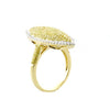 LARGE 1.38CT WHITE & FANCY YELLOW DIAMOND 18K 2 TONE GOLD 3D MARQUISE SHAPE RING