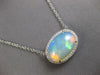 LARGE 7.4CT DIAMOND & AAA AUSTRALIAN OPAL 14KT WHITE GOLD OVAL FILIGREE NECKLACE