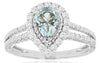 1.17CT DIAMOND & AAA AQUAMARINE 14KT WHITE GOLD PEAR SHAPE HALO ENGAGEMENT RING