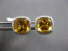 LARGE 3.93CT DIAMOND & AAA CITRINE 18KT WHITE GOLD CUSHION & ROUND STUD EARRINGS