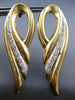 EXTRA LARGE 1.3CT DIAMOND 14K 2 TONE GOLD TEAR DROP LEAF HANGING EARRINGS #12289