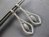 ESTATE .38CT DIAMOND 14KT WHITE GOLD ROUND PAVE OPEN TEAR DROP HANGING EARRINGS