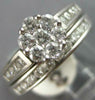 ESTATE 1CT DIAMOND 14K WHITE GOLD FLOWER ENGAGEMENT WEDDING ANNIVERSARY RING SET