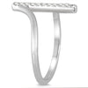 ESTATE .13CT DIAMOND 14KT WHITE GOLD 3D CLASSIC BAR CRISS CROSS LOVE RING