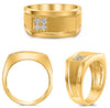 .18CT DIAMOND 14KT YELLOW GOLD 3D ROUND MATTE & SHINY SQUARE CLASSIC MENS RING