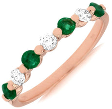 .52CT DIAMOND & AAA EMERALD 14KT ROSE GOLD 3D 7 STONE WEDDING ANNIVERSARY RING