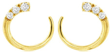 .25CT DIAMOND 14KT YELLOW GOLD GRADUATING JOURNEY 3 STONE HOOP HANGING EARRINGS