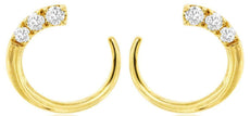 .25CT DIAMOND 14KT YELLOW GOLD GRADUATING JOURNEY 3 STONE HOOP HANGING EARRINGS