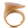 EXTRA LARGE .88CT PINK DIAMOND 18K ROSE GOLD PEAR SHAPE HAMMERED LOOK SNAKE RING
