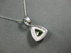 .90CT DIAMOND & AAA PERIDOT 14KT WHITE GOLD 3D TRILLION & ROUND FLOATING PENDANT