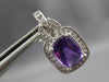 1.72CT DIAMOND & AAA AMETHYST 14KT WHITE GOLD CUSHION & ROUND HANGING EARRINGS