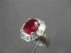 ANTIQUE LARGE 4.45CT DIAMOND & AAA RUBY 14K WHITE GOLD OVAL FILIGREE RING #23703