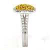 .99CT WHITE & FANCY YELLOW DIAMOND 18KT 2 TONE GOLD SQUARE HALO ANNIVERSARY RING