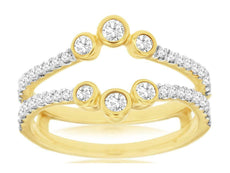 .50CT DIAMOND 14KT YELLOW GOLD 3D FLORAL V SHAPE INSERT WEDDING ANNIVERSARY RING