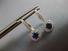 1.0CT DIAMOND & AAA SAPPHIRE 18KT WHITE GOLD ROUND SQUARE HALO HANGING EARRINGS