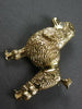 ANTIQUE LARGE .02CT OLD MINE DIAMOND 14K YELLOW GOLD POODLE DOG BROOCH PIN 27039