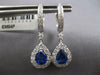 3.11CT DIAMOND & AAA SAPPHIRE 18K WHITE GOLD PEAR SHAPE & ROUND HANGING EARRINGS
