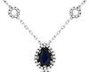 1.13CT DIAMOND & AAA SAPPHIRE 14KT WHITE GOLD PEAR SHAPE & ROUND LOVE NECKLACE
