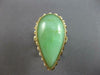 ANTIQUE EXTRA LARGE AAA JADE 14K YELLOW GOLD PEAR SHAPE FILIGREE FUN RING #27610