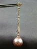 ESTATE .42CT DIAMOND & AAA PINK SOUTH SEA PEARL 18KT ROSE GOLD HANGING EARRINGS