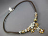 ESTATE LARGE 1.97CT DIAMOND 14KT TRI COLOR GOLD MULTI FLOWER LARIAT FUN NECKLACE