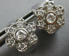 ESTATE WIDE .52CT 14K WHITE GOLD FLOWER MATTE & SHINY HUGGIE FUN EARRINGS #27737