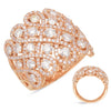 ESTATE LARGE 2.53CT DIAMOND 14KT ROSE GOLD 3D MULTI ROW INFINITY COCKTAIL RING