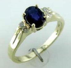 1.10CT DIAMOND & AAA SAPPHIRE 14K YELLOW GOLD OVAL & ROUND FRIENDSHIP LOVE RING