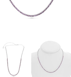 4.82CT AAA PINK SAPPHIRE 14KT WHITE GOLD SEMI ETERNITY ADJUSTABLE LOVE NECKLACE