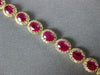 8.40CT DIAMOND & AAA RUBY 14KT YELLOW GOLD 3D OVAL & ROUND HALO TENNIS BRACELET