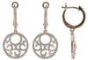 .90CT DIAMOND 14KT ROSE GOLD CIRCULAR OPEN FILIGREE LEVERBACK HANGING EARRINGS