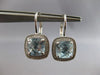 5.65CT DIAMOND & AAA AQUAMARINE 14KT WHITE GOLD HALO LEVERBACK HANGING EARRINGS