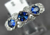 .76CT DIAMOND & AAA SAPPHIRE 14KT WHITE GOLD 3D 3 STONE FILIGREE ANIVERSARY RING
