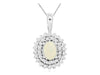 1.05CT DIAMOND & AAA OPAL 14K WHITE GOLD OVAL & ROUND DOUBLE HALO FLOWER PENDANT