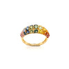 2.0CT AAA SAPPHIRE 18KT YELLOW GOLD 3D 3 ROW RAINBOW WEDDING ANNIVERSARY RING