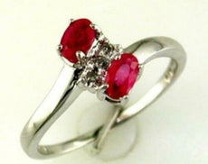 .52CT DIAMOND & AAA RUBY 14KT WHITE GOLD 3D OVAL & ROUND CRISS CROSS LOVE RING