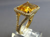 LARGE 9.67CT DIAMOND & AAA CITRINE 14KT YELLOW GOLD RECTANGULAR ENGAGEMENT RING