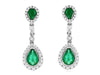 1.37CT DIAMOND & AAA EMERALD 14K WHITE GOLD FILIGREE CHANDELIER HANGING EARRINGS