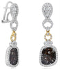 LARGE 5.59CT WHITE & SLICE DIAMOND 18K 2 TONE GOLD 3D TEAR DROP HANGING EARRINGS