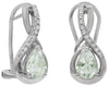 1.34CT DIAMOND & AAA GREEN AMETHYST 14KT WHITE GOLD ROUND & PEAR SHAPE EARRINGS