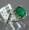 WIDE 1.14CT DIAMOND & AAA EMERALD 14KT WHITE GOLD 3D SQUARE HALO ENGAGEMENT RING