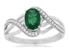 .80CT DIAMOND & AAA EMERALD 14KT WHITE GOLD 3D OVAL & ROUND INFINITY LOVE RING
